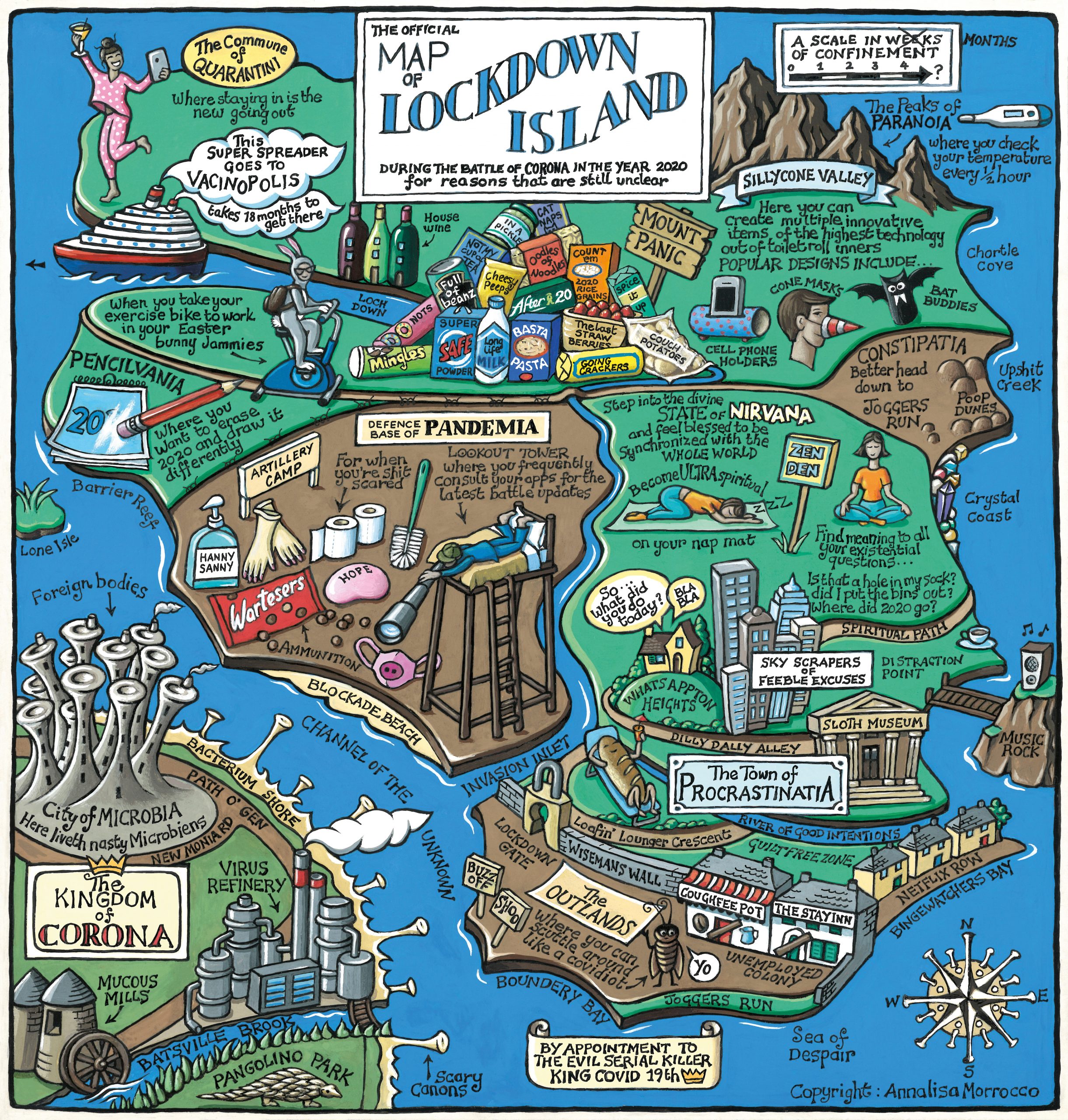 The Official Map Of Lockdown Island - Eas Art Gallery Dundee