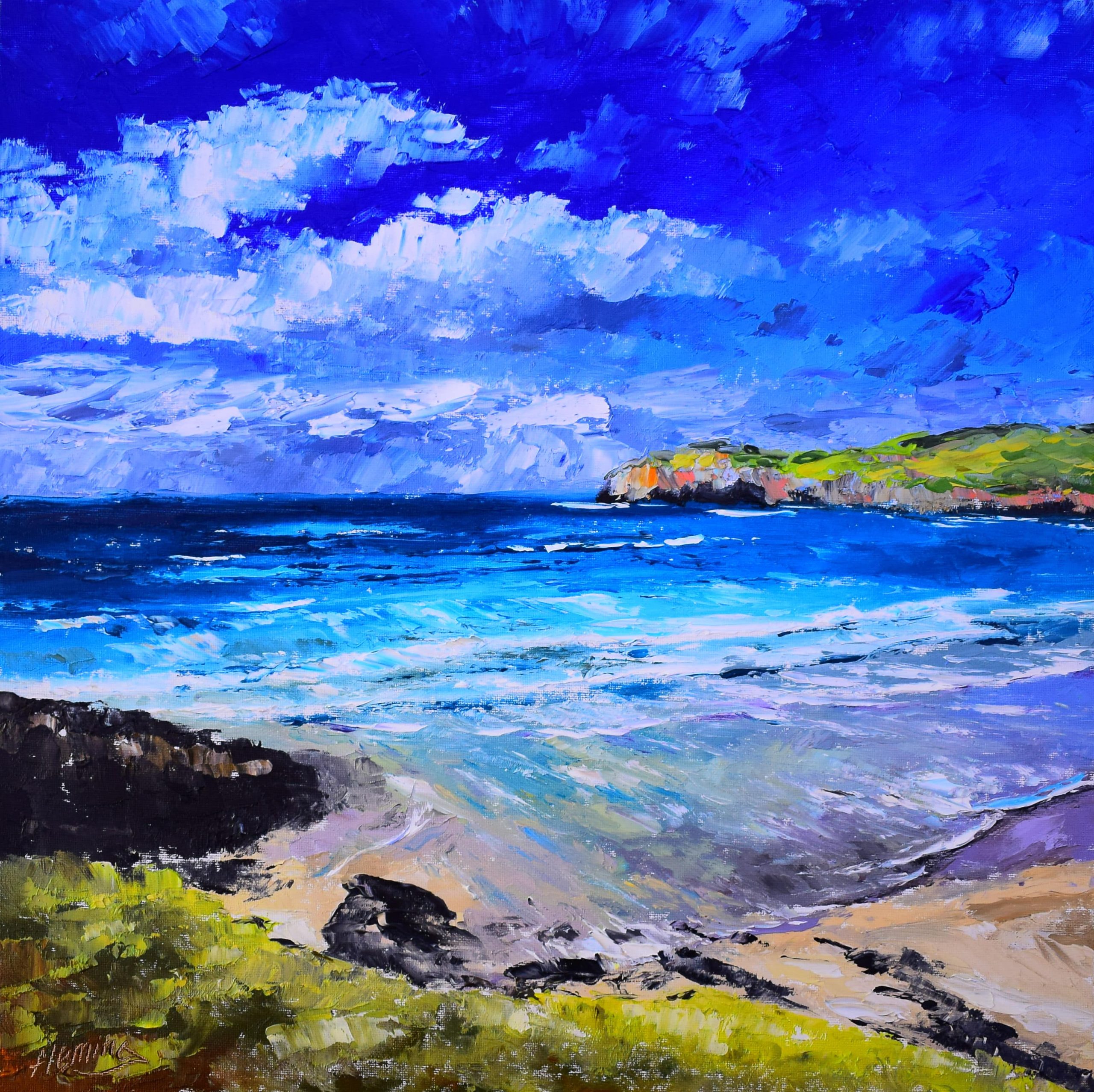 2.Late Summer, Cliff Beach, Isle of Lewis (canvas size 40cm x 40cm)-min