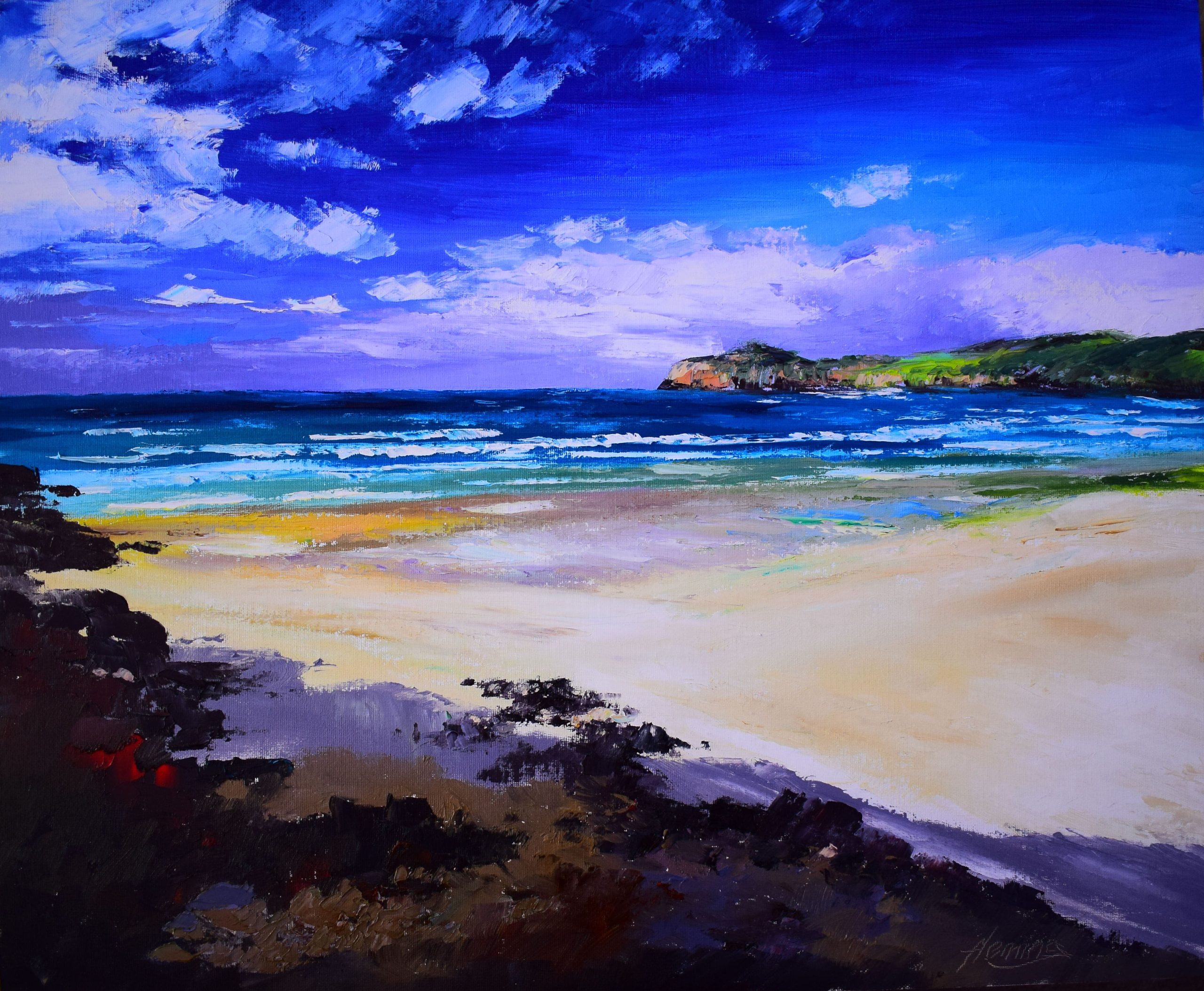 4.Late Summer Light, Cliff Beach, Isle of Lewis (canvas size 55.9cm x 45.7cm)-min