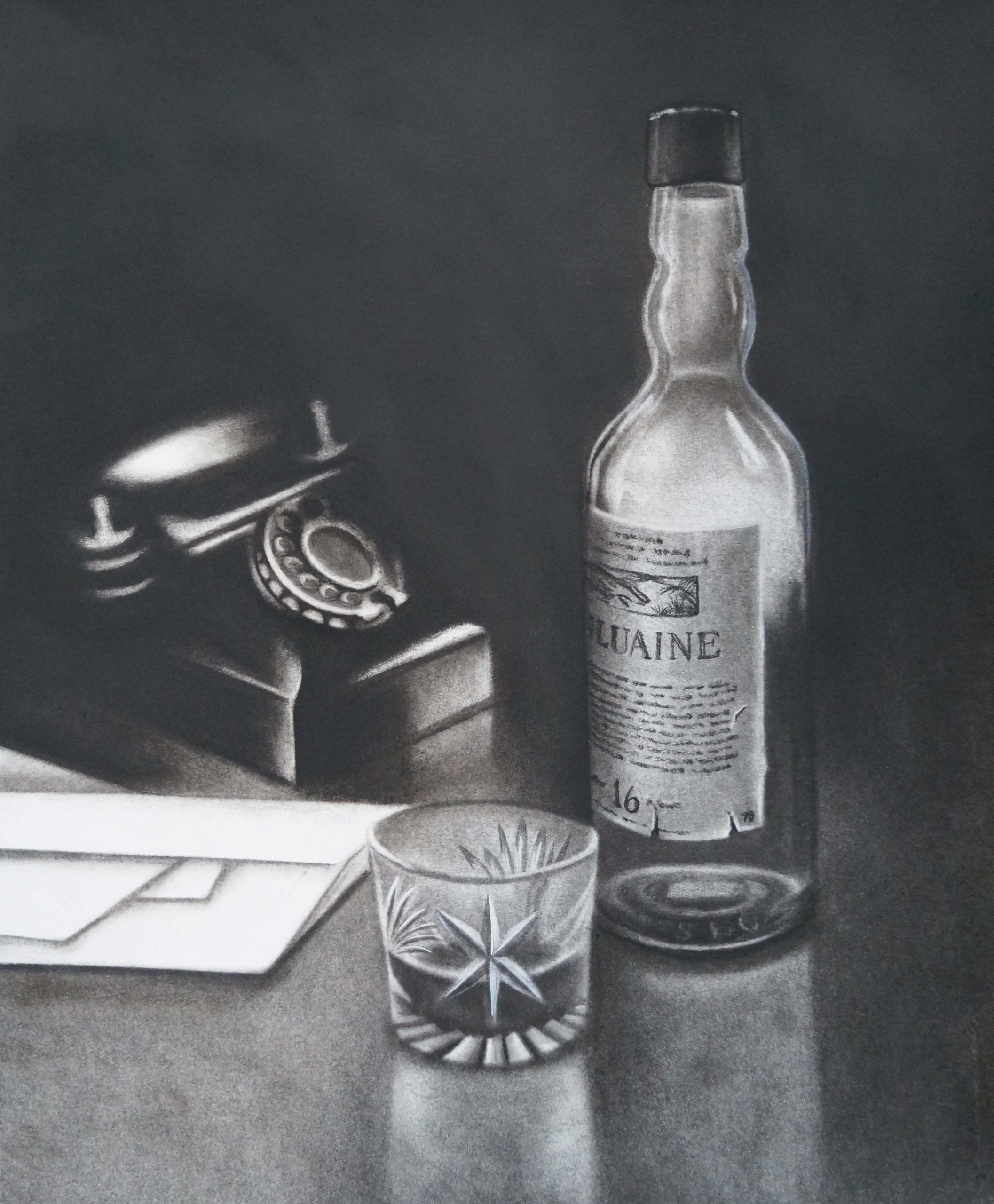 'Letters from Speyside,' Charcoal on Fabriano Paper, 40cm x 34cm, £795-min